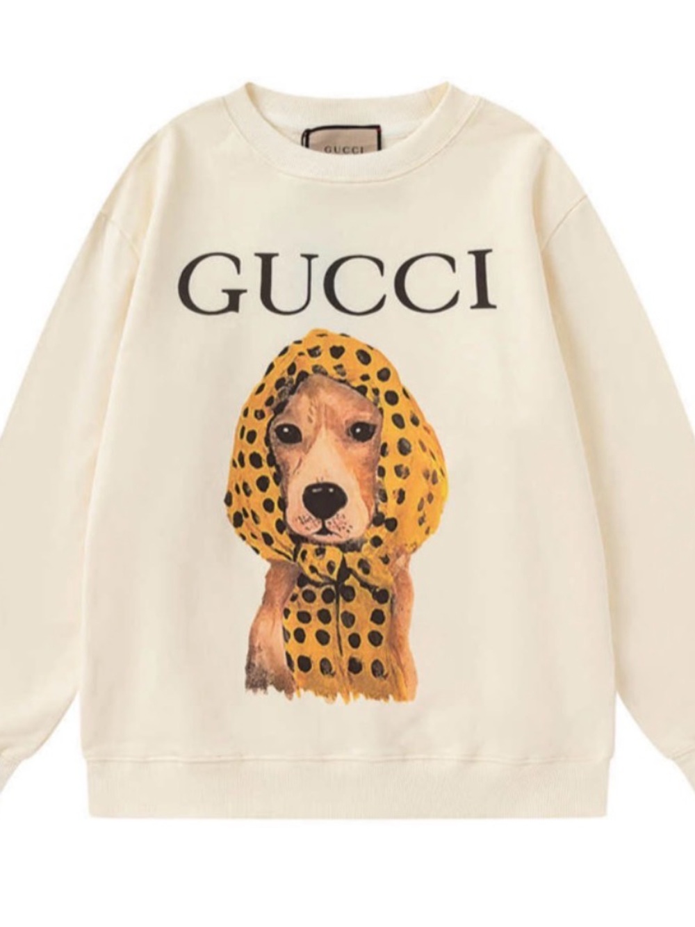 Gucci Cream Sweatshirt with Yellow Polka-Dot Dog Print